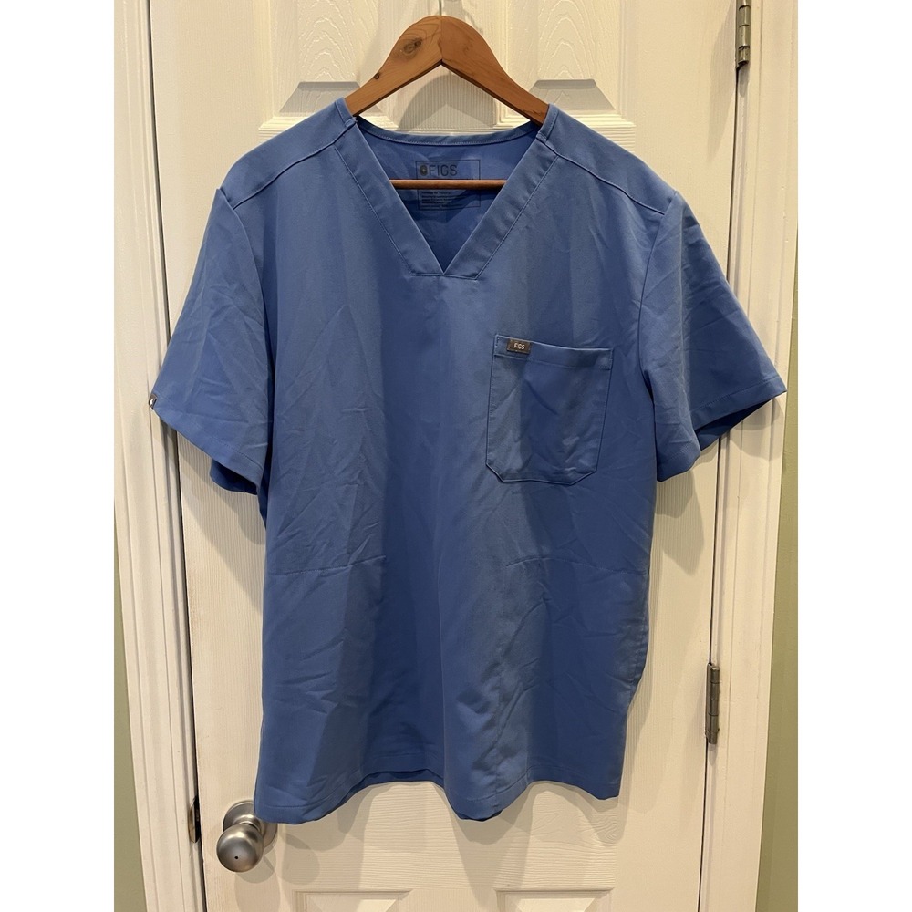 Figs Mens Chisec Three Pocket Scrub Top Size L Blue TM3000‎ Medical Office
